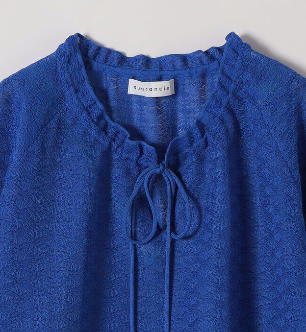 quaranciel「《予約》quaranciel:〈手洗い可能〉レース ジャカード ギャザー リボン プルオーバー」|シャツ・ブラウス|