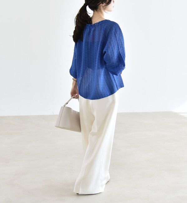 quaranciel「《予約》quaranciel:〈手洗い可能〉レース ジャカード ギャザー リボン プルオーバー」|シャツ・ブラウス|