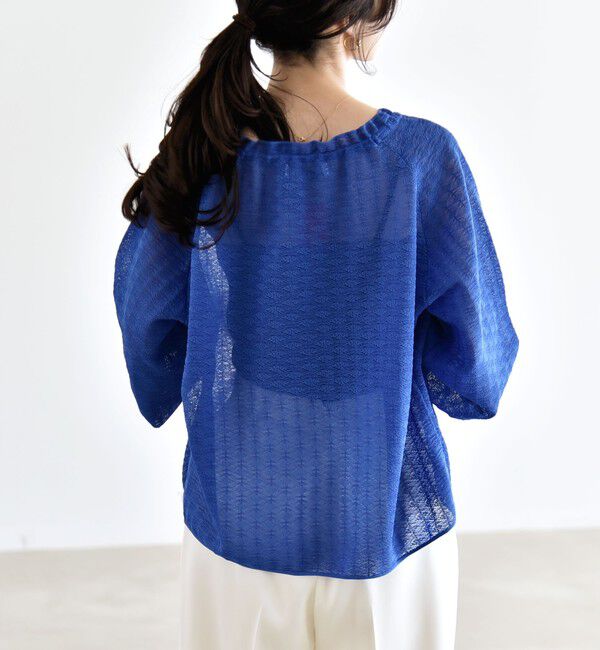 quaranciel「《予約》quaranciel:〈手洗い可能〉レース ジャカード ギャザー リボン プルオーバー」|シャツ・ブラウス|