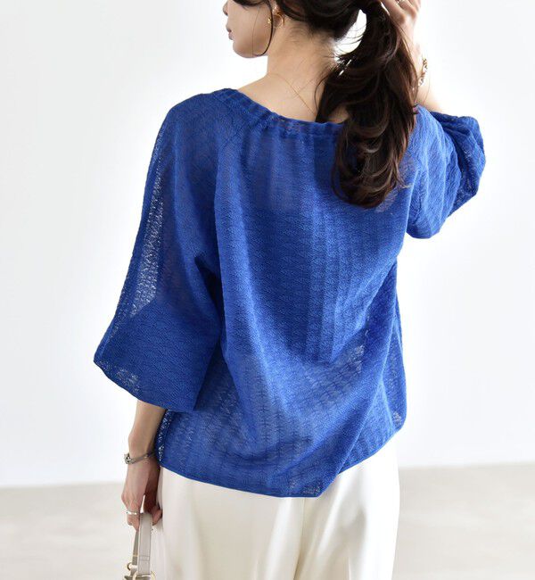 quaranciel「《予約》quaranciel:〈手洗い可能〉レース ジャカード ギャザー リボン プルオーバー」|シャツ・ブラウス|