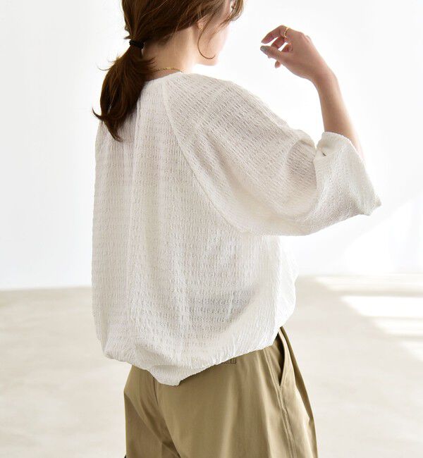 quaranciel「《予約》quaranciel:〈洗濯機可能〉ジャカード ジャージー クルーネック プルオーバー」|Tシャツ・カットソー|