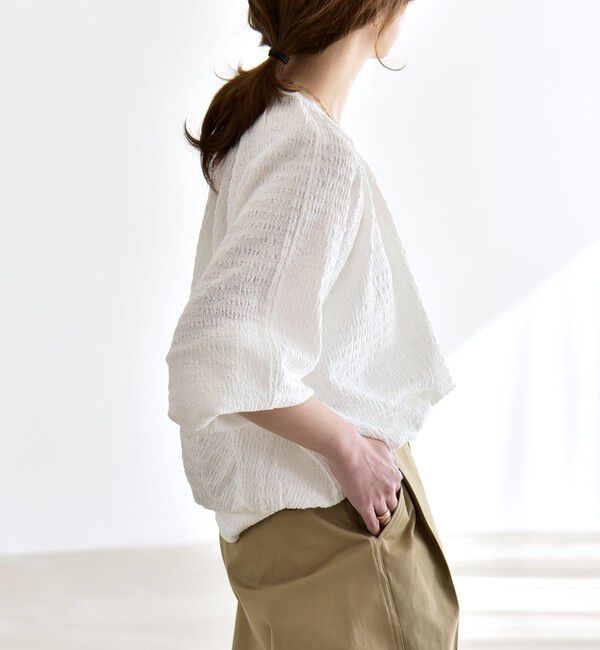 quaranciel「《予約》quaranciel:〈洗濯機可能〉ジャカード ジャージー クルーネック プルオーバー」|Tシャツ・カットソー|