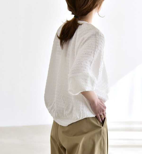 quaranciel「《予約》quaranciel:〈洗濯機可能〉ジャカード ジャージー クルーネック プルオーバー」|Tシャツ・カットソー|