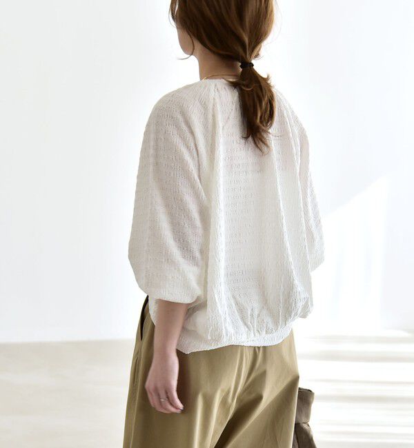 quaranciel「《予約》quaranciel:〈洗濯機可能〉ジャカード ジャージー クルーネック プルオーバー」|Tシャツ・カットソー|