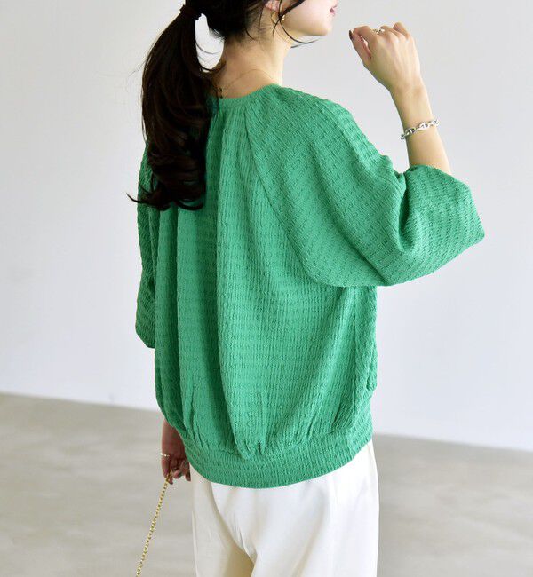 quaranciel「《予約》quaranciel:〈洗濯機可能〉ジャカード ジャージー クルーネック プルオーバー」|Tシャツ・カットソー|グリーン