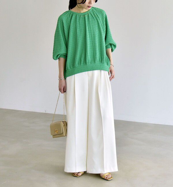 quaranciel「《予約》quaranciel:〈洗濯機可能〉ジャカード ジャージー クルーネック プルオーバー」|Tシャツ・カットソー|