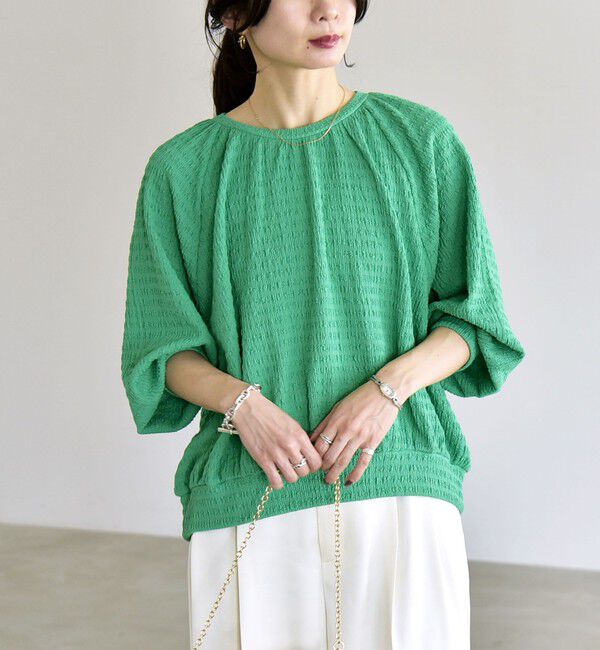 quaranciel「《予約》quaranciel:〈洗濯機可能〉ジャカード ジャージー クルーネック プルオーバー」|Tシャツ・カットソー|