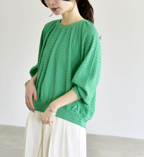 quaranciel「《予約》quaranciel:〈洗濯機可能〉ジャカード ジャージー クルーネック プルオーバー」|Tシャツ・カットソー|