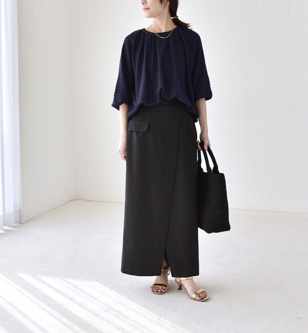 quaranciel「《予約》quaranciel:〈洗濯機可能〉ジャカード ジャージー クルーネック プルオーバー」|Tシャツ・カットソー|