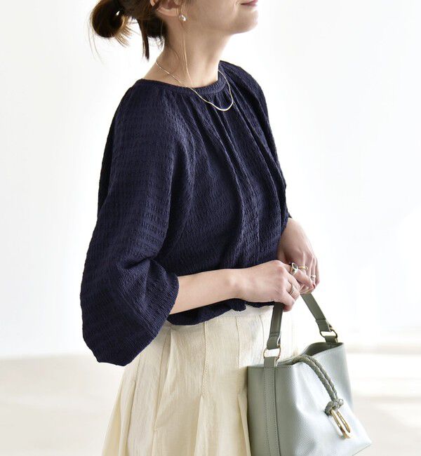 quaranciel「《予約》quaranciel:〈洗濯機可能〉ジャカード ジャージー クルーネック プルオーバー」|Tシャツ・カットソー|