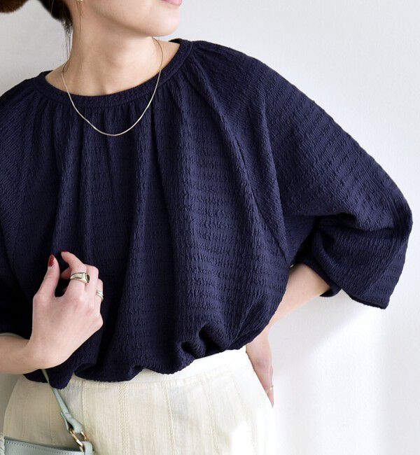 quaranciel「《予約》quaranciel:〈洗濯機可能〉ジャカード ジャージー クルーネック プルオーバー」|Tシャツ・カットソー|