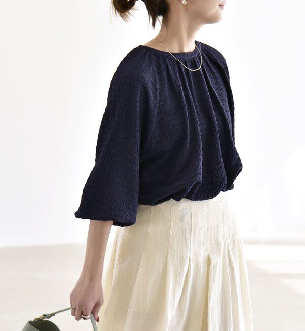 quaranciel「《予約》quaranciel:〈洗濯機可能〉ジャカード ジャージー クルーネック プルオーバー」|Tシャツ・カットソー|