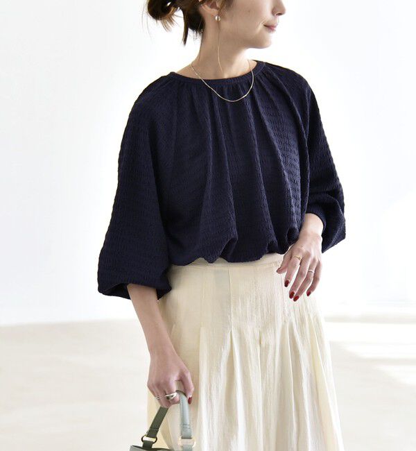 quaranciel「《予約》quaranciel:〈洗濯機可能〉ジャカード ジャージー クルーネック プルオーバー」|Tシャツ・カットソー|