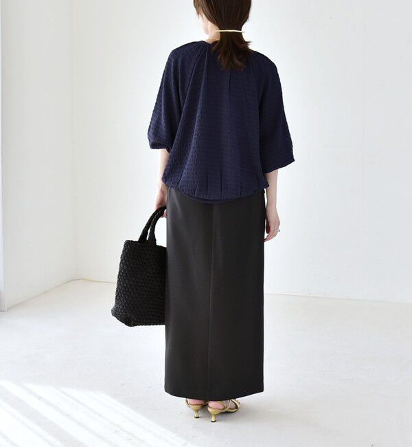 quaranciel「《予約》quaranciel:〈洗濯機可能〉ジャカード ジャージー クルーネック プルオーバー」|Tシャツ・カットソー|