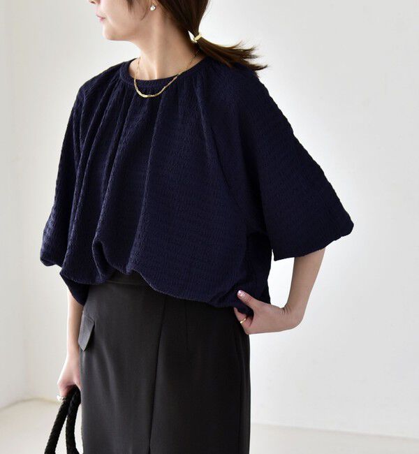 quaranciel「《予約》quaranciel:〈洗濯機可能〉ジャカード ジャージー クルーネック プルオーバー」|Tシャツ・カットソー|