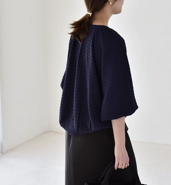 quaranciel「《予約》quaranciel:〈洗濯機可能〉ジャカード ジャージー クルーネック プルオーバー」|Tシャツ・カットソー|