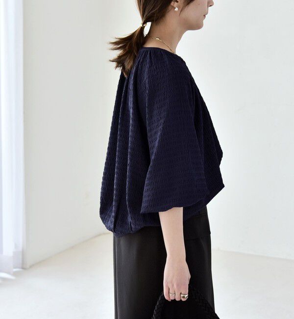 quaranciel「《予約》quaranciel:〈洗濯機可能〉ジャカード ジャージー クルーネック プルオーバー」|Tシャツ・カットソー|