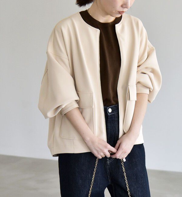 quaranciel「《予約》quaranciel:〈洗濯機可能〉ダンボール ノーカラー コンパクト ブルゾン」|ブルゾン・スタジャン|