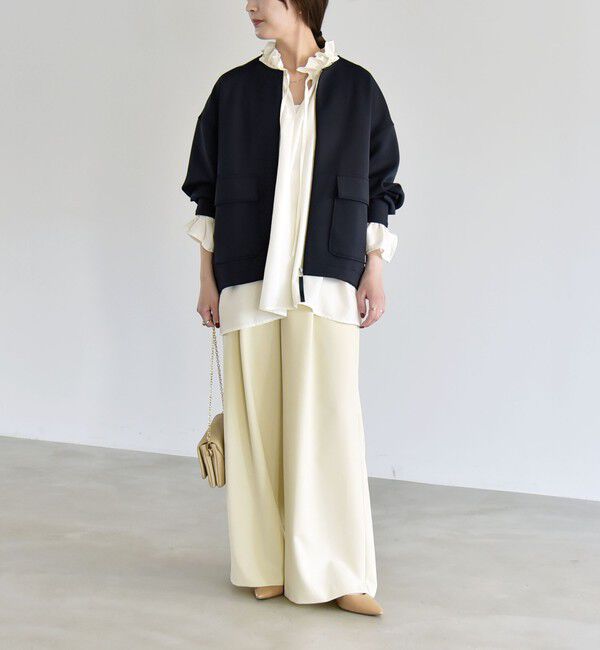 quaranciel「《予約》quaranciel:〈洗濯機可能〉ダンボール ノーカラー コンパクト ブルゾン」|ブルゾン・スタジャン|