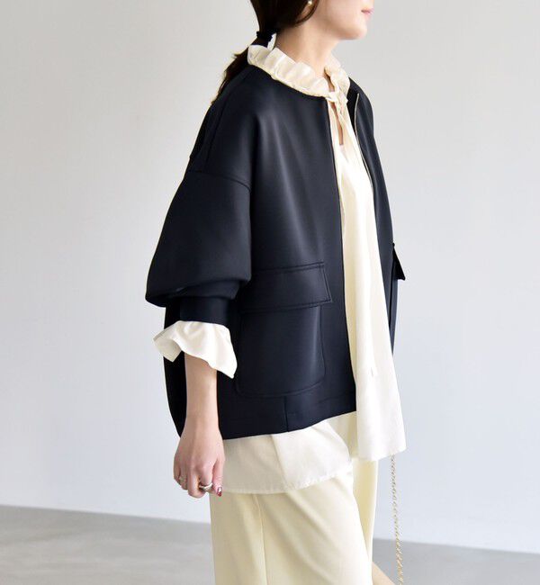 quaranciel「《予約》quaranciel:〈洗濯機可能〉ダンボール ノーカラー コンパクト ブルゾン」|ブルゾン・スタジャン|