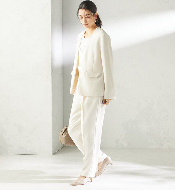 SHIPS for women「《予約》〈接触冷感 / UVカット〉Refinel カラーレス ジャケット（セレモニー対応可）」|ノーカラージャケット|