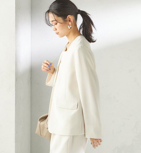 SHIPS for women「《予約》〈接触冷感 / UVカット〉Refinel カラーレス ジャケット（セレモニー対応可）」|ノーカラージャケット|