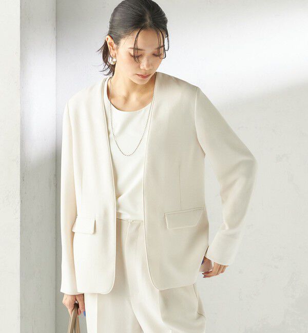 SHIPS for women「《予約》〈接触冷感 / UVカット〉Refinel カラーレス ジャケット（セレモニー対応可）」|ノーカラージャケット|