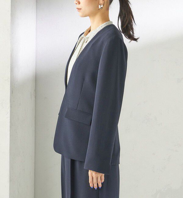 SHIPS for women「《予約》〈接触冷感 / UVカット〉Refinel カラーレス ジャケット（セレモニー対応可）」|ノーカラージャケット|