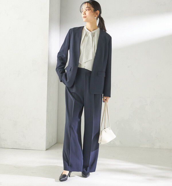 SHIPS for women「《予約》〈接触冷感 / UVカット〉Refinel カラーレス ジャケット（セレモニー対応可）」|ノーカラージャケット|