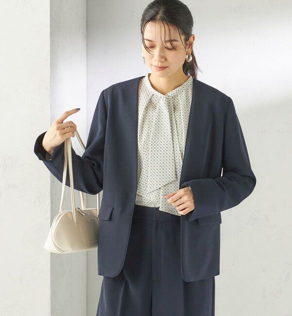 SHIPS for women「《予約》〈接触冷感 / UVカット〉Refinel カラーレス ジャケット（セレモニー対応可）」|ノーカラージャケット|