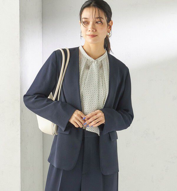 SHIPS for women「《予約》〈接触冷感 / UVカット〉Refinel カラーレス ジャケット（セレモニー対応可）」|ノーカラージャケット|