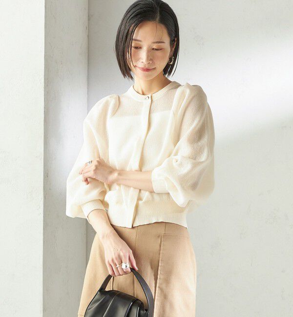 SHIPS for women「《予約》〈手洗い可能〉メランジ シアー パフ スリーブ カーディガン」|カーディガン|