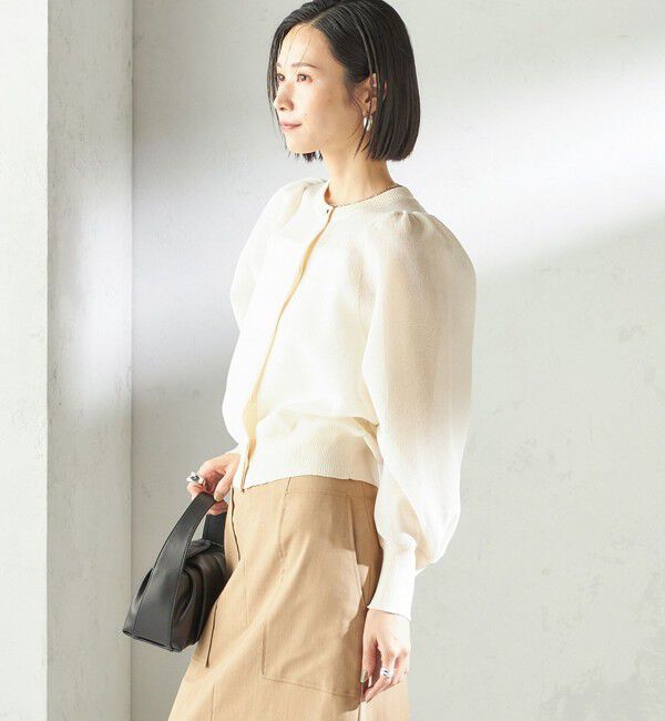 SHIPS for women「《予約》〈手洗い可能〉メランジ シアー パフ スリーブ カーディガン」|カーディガン|