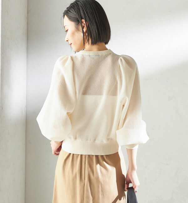 SHIPS for women「《予約》〈手洗い可能〉メランジ シアー パフ スリーブ カーディガン」|カーディガン|