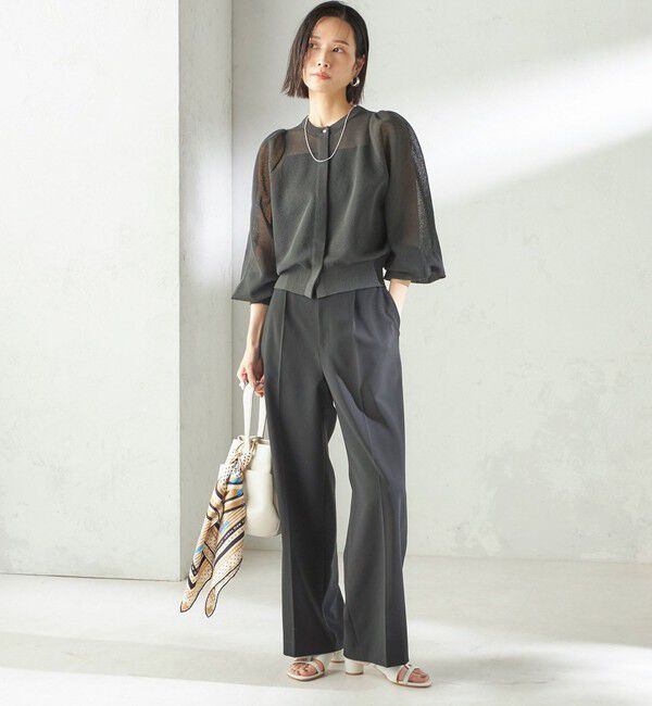 SHIPS for women「《予約》〈手洗い可能〉メランジ シアー パフ スリーブ カーディガン」|カーディガン|