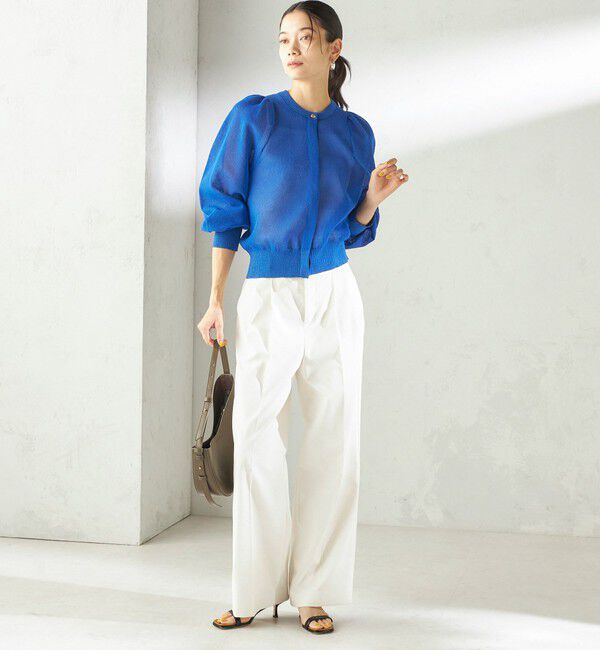 SHIPS for women「《予約》〈手洗い可能〉メランジ シアー パフ スリーブ カーディガン」|カーディガン|