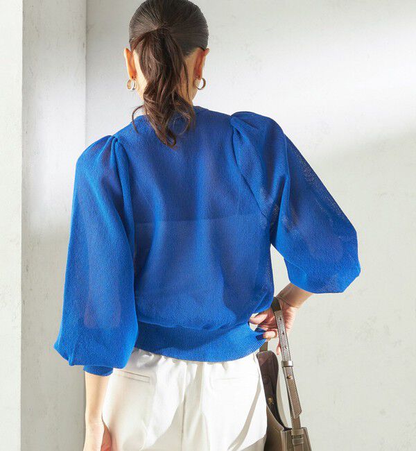 SHIPS for women「《予約》〈手洗い可能〉メランジ シアー パフ スリーブ カーディガン」|カーディガン|