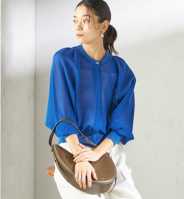 SHIPS for women「《予約》〈手洗い可能〉メランジ シアー パフ スリーブ カーディガン」|カーディガン|