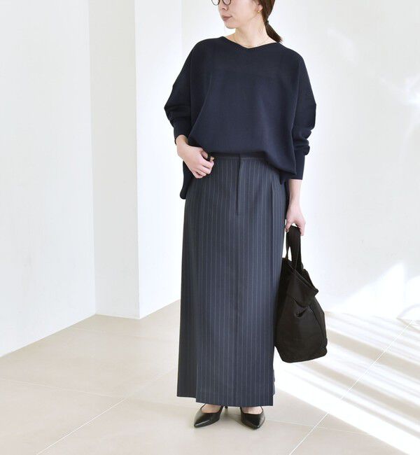 quaranciel「《予約》quaranciel:〈手洗い可能〉シアー 2way Vネック ドルマン ニット プルオーバー」|ニット・セーター|