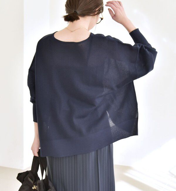 quaranciel「《予約》quaranciel:〈手洗い可能〉シアー 2way Vネック ドルマン ニット プルオーバー」|ニット・セーター|