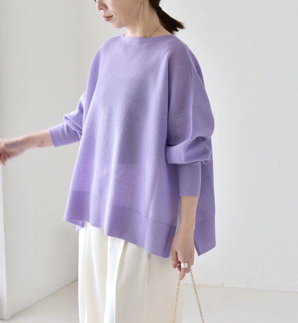 quaranciel「《予約》quaranciel:〈手洗い可能〉シアー 2way Vネック ドルマン ニット プルオーバー」|ニット・セーター|