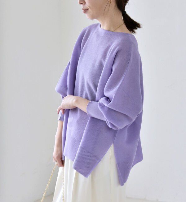 quaranciel「《予約》quaranciel:〈手洗い可能〉シアー 2way Vネック ドルマン ニット プルオーバー」|ニット・セーター|