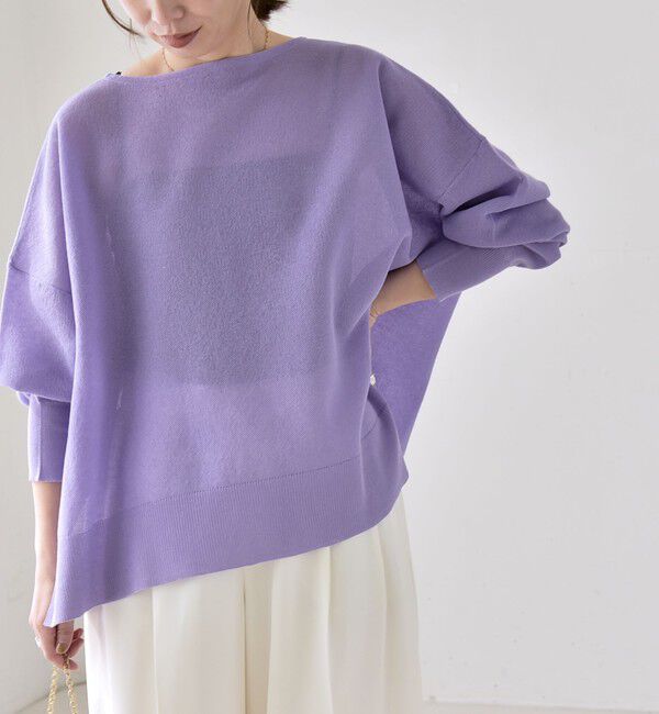 quaranciel「《予約》quaranciel:〈手洗い可能〉シアー 2way Vネック ドルマン ニット プルオーバー」|ニット・セーター|