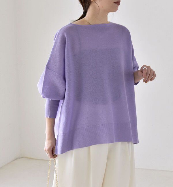 quaranciel「《予約》quaranciel:〈手洗い可能〉シアー 2way Vネック ドルマン ニット プルオーバー」|ニット・セーター|