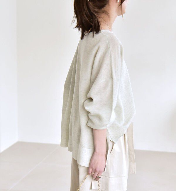 quaranciel「《予約》quaranciel:〈手洗い可能〉シアー 2way Vネック ドルマン ニット プルオーバー」|ニット・セーター|