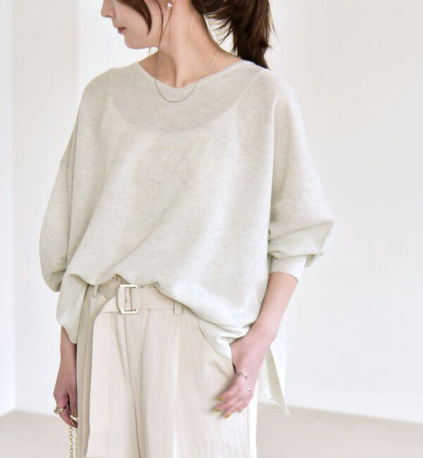 quaranciel「《予約》quaranciel:〈手洗い可能〉シアー 2way Vネック ドルマン ニット プルオーバー」|ニット・セーター|