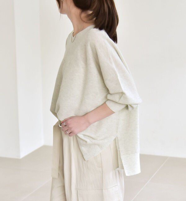 quaranciel「《予約》quaranciel:〈手洗い可能〉シアー 2way Vネック ドルマン ニット プルオーバー」|ニット・セーター|