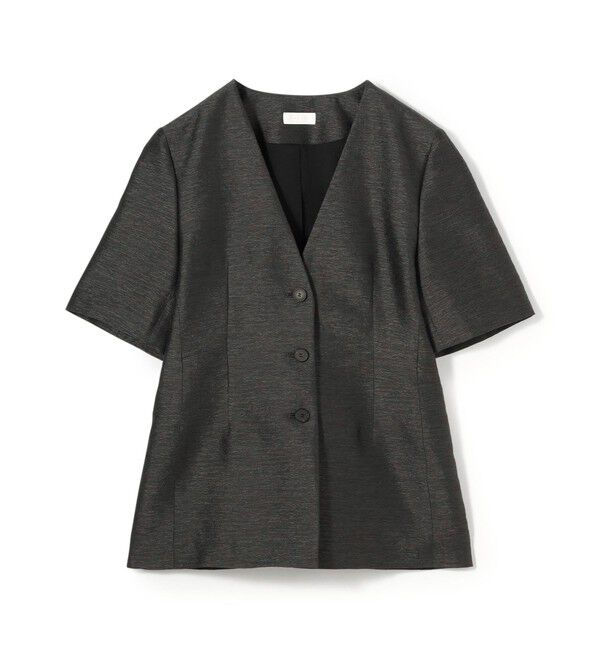 Ballsey「グロッシースラブ ハーフスリーブジャケット」|ノーカラージャケット|17 チャコールグレー