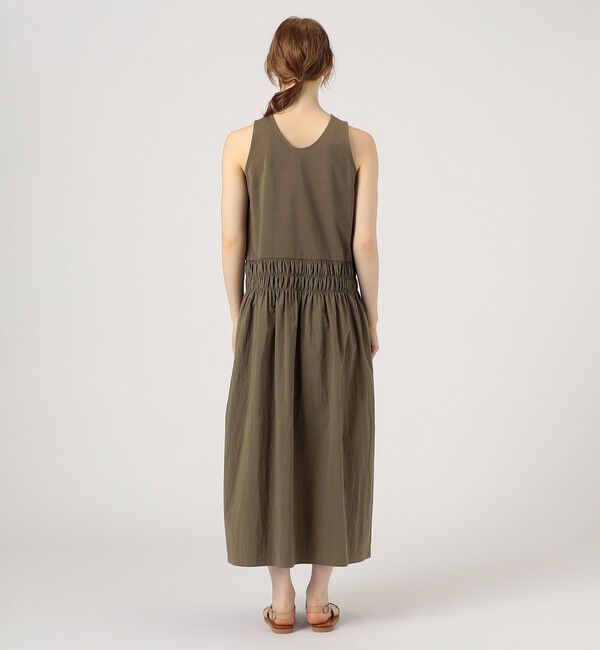 MACPHEE「マテリアルコンビ ギャザーマキシワンピース」|ワンピース|