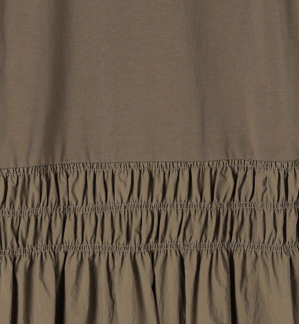 MACPHEE「マテリアルコンビ ギャザーマキシワンピース」|ワンピース|